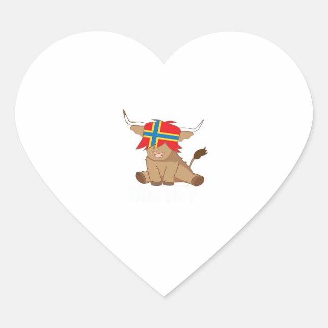 Isle of Orkney flag gift scottish highland cow cut Heart Sticker (Front)