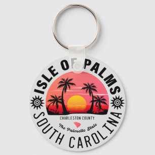 Isle of Palms SC Retro Sunset Souvenirs 80s Keychain