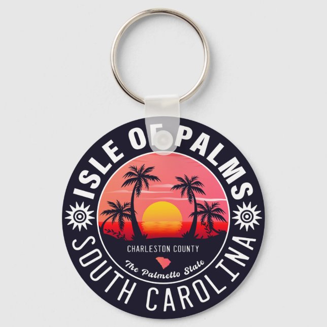 Isle of Palms SC Retro Sunset Souvenirs 80s Keychain (Front)