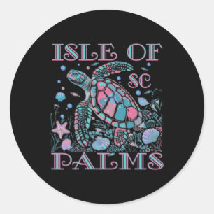 Isle Of Palms Sc Turtle Lover Colorful Beach Souve Classic Round Sticker