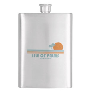 Isle of Palms South Carolina Sun Palm Trees Hip Flask