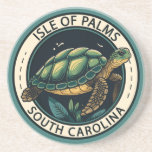 Isle of Palms South Carolina Turtle Badge Coaster<br><div class="desc">Isle of Palms vector art design. It’s known for its beaches backed by condos and eateries. Sea turtles nest in the area.</div>