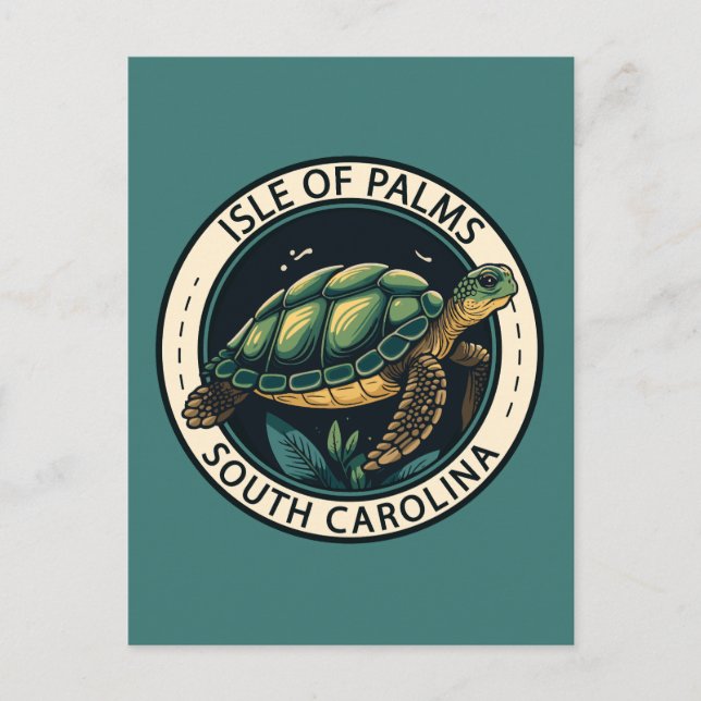 Isle of Palms South Carolina Turtle Badge Postcard (Front)