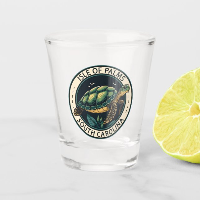 Isle of Palms South Carolina Turtle Badge Shot Glass (Front)
