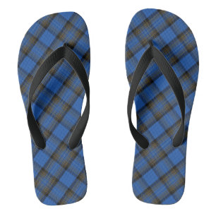 Isle of Skye Blue Tartan Plaid Flip Flops
