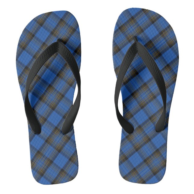 Isle of Skye Blue Tartan Plaid Flip Flops (Footbed)