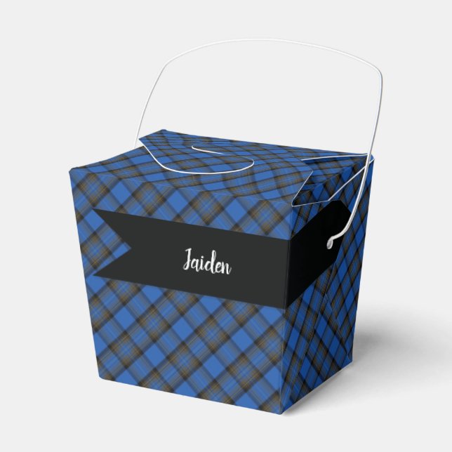 Isle of Skye Blue Tartan Plaid Pattern Favor Box (Front Side)