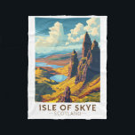 Isle of Skye Scotland Travel Art Vintage Fleece Blanket<br><div class="desc">Isle of Skye retro vector travel design. The Isle of Skye,  connected to Scotland's northwest coast by bridge,  is known for its rugged landscapes,  picturesque fishing villages and medieval castles.</div>