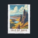 Isle of Skye Scotland Travel Art Vintage Fleece Blanket<br><div class="desc">Isle of Skye retro vector travel design. The Isle of Skye,  connected to Scotland's northwest coast by bridge,  is known for its rugged landscapes,  picturesque fishing villages and medieval castles.</div>