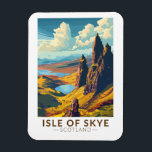Isle of Skye Scotland Travel Art Vintage Magnet<br><div class="desc">Isle of Skye retro vector travel design. The Isle of Skye,  connected to Scotland's northwest coast by bridge,  is known for its rugged landscapes,  picturesque fishing villages and medieval castles.</div>