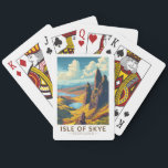 Isle of Skye Scotland Travel Art Vintage Playing Cards<br><div class="desc">Isle of Skye retro vector travel design. The Isle of Skye,  connected to Scotland's northwest coast by bridge,  is known for its rugged landscapes,  picturesque fishing villages and medieval castles.</div>