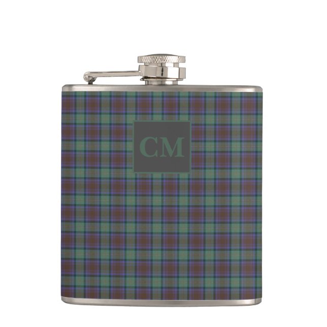 Isle Of Skye Tartan Plaid With Name Initials Hip Flask (Front)
