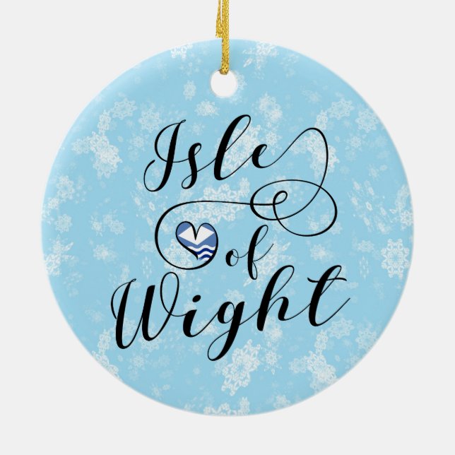 Isle of Wight Flag In Heart Ceramic Ornament (Back)