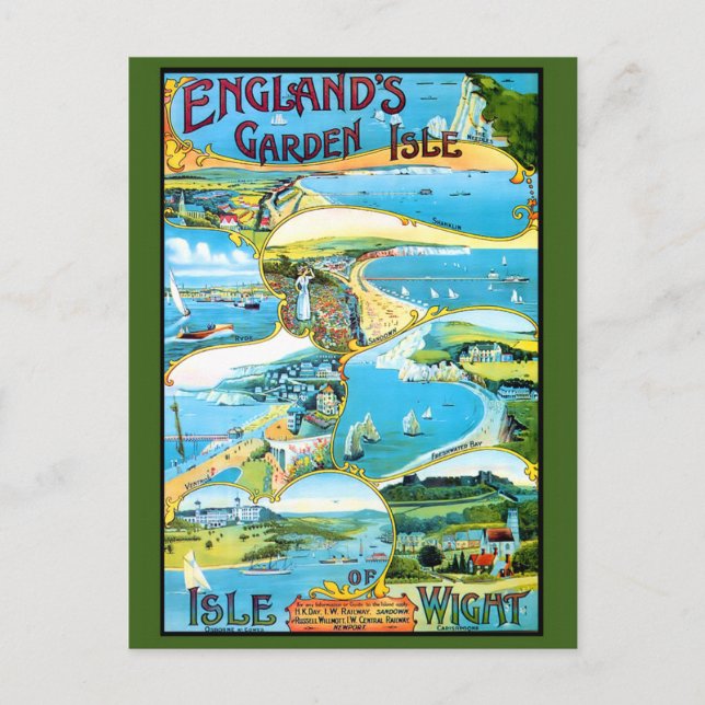 Isle of Wight Pictorial Map Postcard (Front)