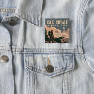 Isle Royale National Park Backpacking Travel Art 2 Inch Square Button