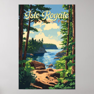 Isle Royale National Park Illustration Travel Art Poster