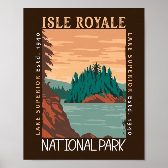 Isle Royale National Park Lake Superior Distressed Poster (Front)