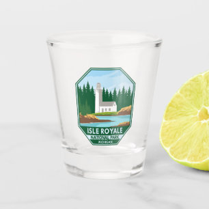 Isle Royale National Park Lighthouse Retro Emblem Shot Glass