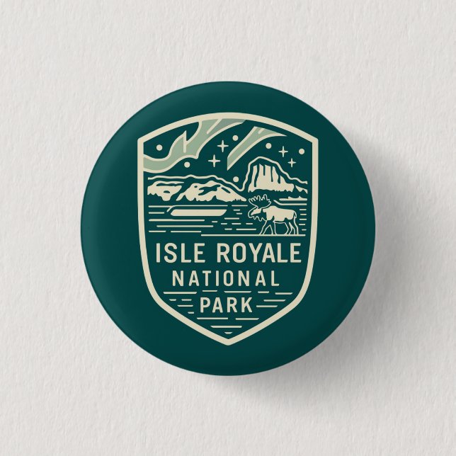 Isle Royale National Park Magical Night Emblem 1 Inch Round Button (Front)