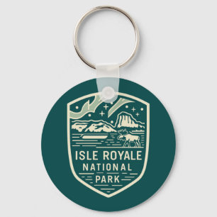 Isle Royale National Park Magical Night Emblem Keychain