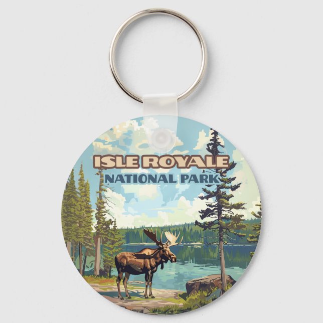 Isle Royale National Park Michigan Lake Keychain (Front)