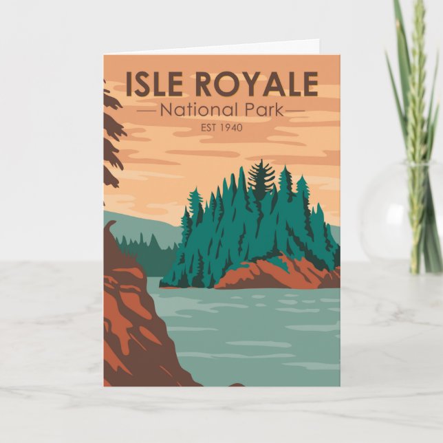 Isle Royale National Park Michigan Vintage Card (Front)