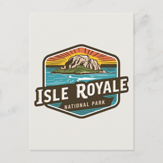 Isle Royale National Park Vintage Emblem Postcard (Front)