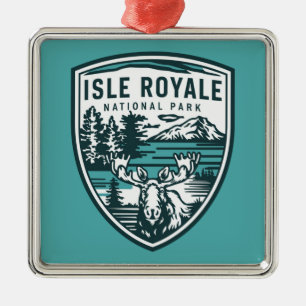 Isle Royale National Park Wildlife Emblem Metal Ornament