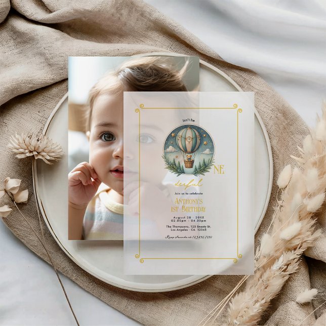 Isn’t He ONEderful Vellum First Birthday Party Invitations (Isn’t He ONEderful Vellum First Birthday Party Invitations)