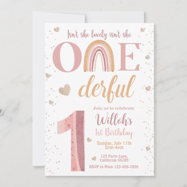 Isnt She Lovely Isnt She Onederful 1st Invitation (Front)