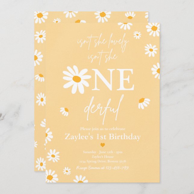 Isn't She Lovely Isn't She ONEderful Boho Birthday Invitation (Front/Back)