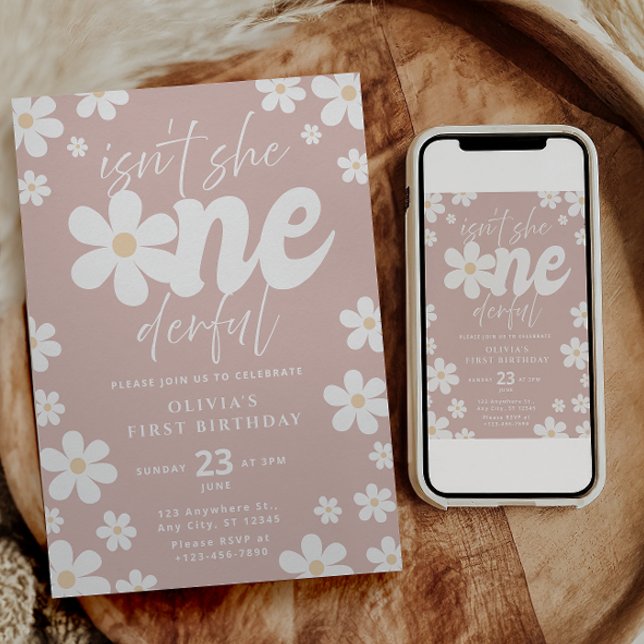 Isn't She Onederful Birthday Invitation Daisy (Girl first birthday parties
"Isn't She Onederful" birthday themes
Daisy and wildflower birthday )