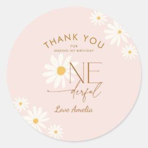Isn't She ONEderful Daisy 1st Birthday Classic Round Sticker