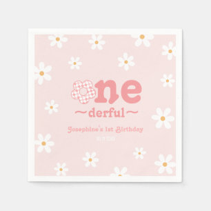 Isn't She Onederful Retro Groovy Flower Birthday Napkin