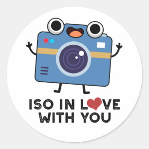 ISO In Love With You Funny Camera Pun  Classic Round Sticker