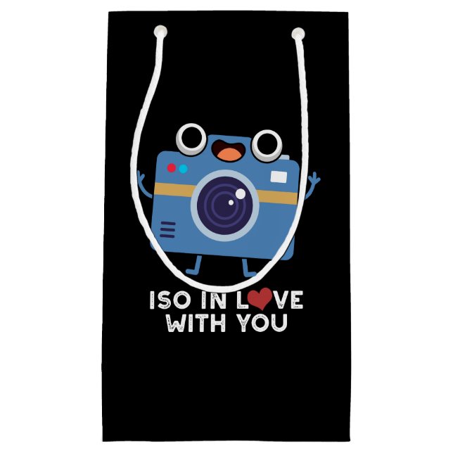ISO In Love With You Funny Camera Pun Dark BG Small Gift Bag (Front)