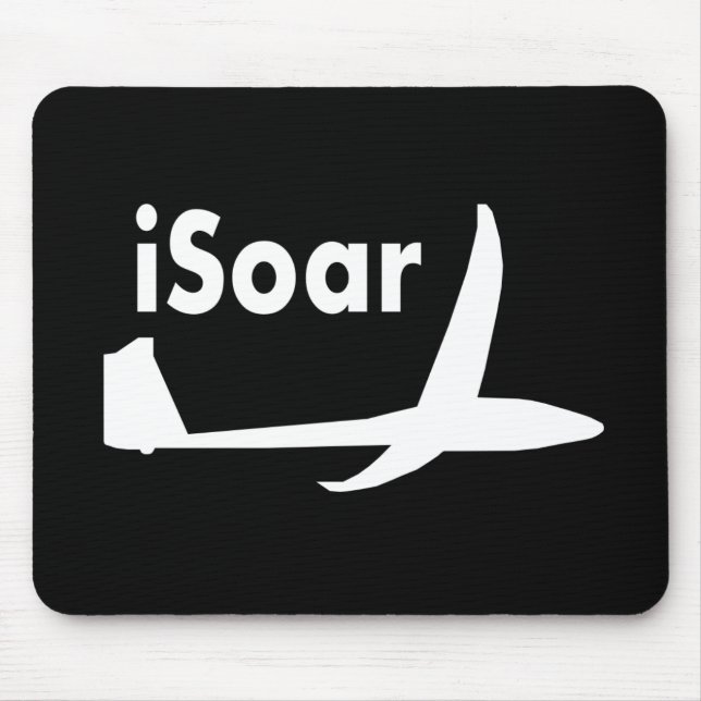 iSoar White on Black Mouse Pad (Front)