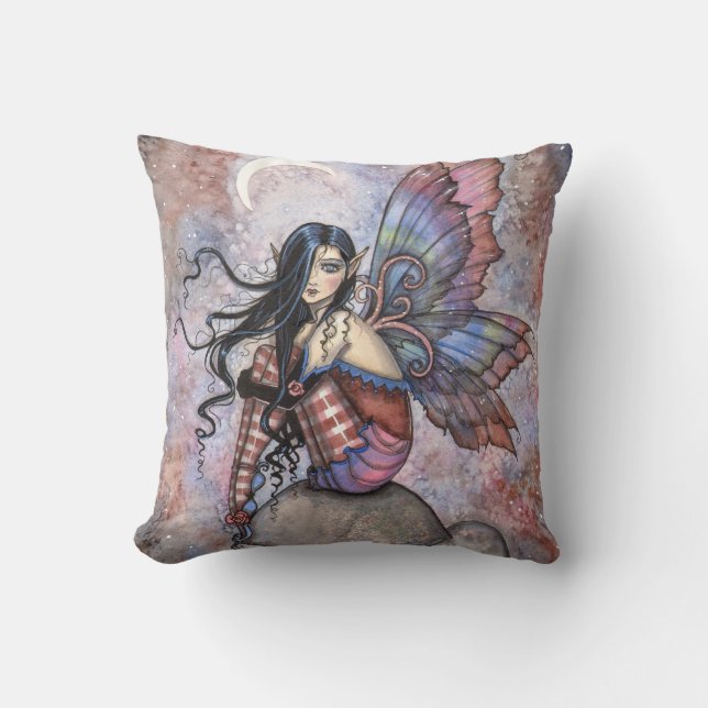 Isobel the Introvert Fairy Fantasy Art Throw Pillow (Front)
