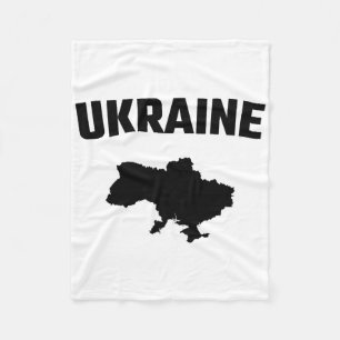 Isolated Black Silhouette Of A Map Of Ukraine Fleece Blanket