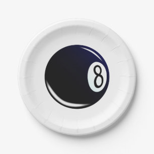 Isolated Eight Ball Paper Plate