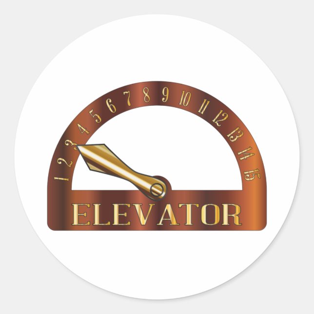 Isolated Elevator Floor Indicator Classic Round Sticker (Front)