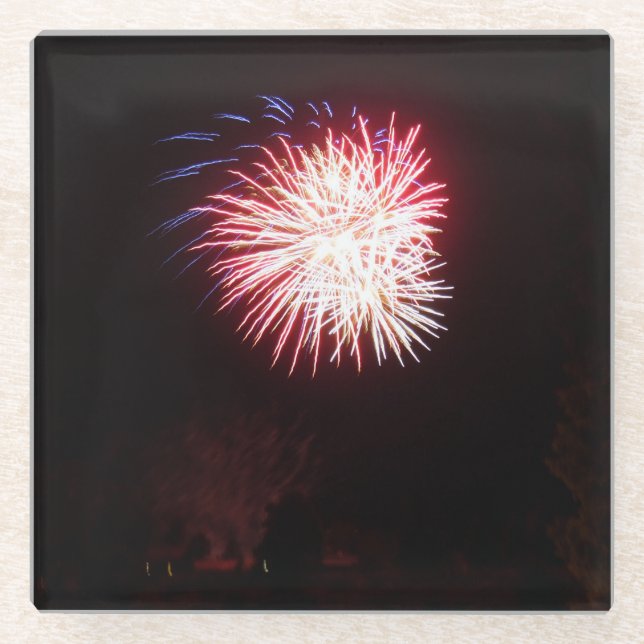 Isolated Fireworks Glass Coaster (Front)