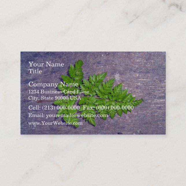 Isolated fresh fern leaf business card (Front)