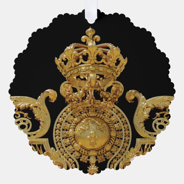 Isolated Golden gate of Versailles castle - France Ornament Card (Front)