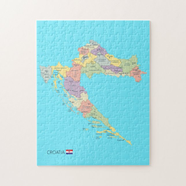 Isolated Map of Croatia Regions Jigsaw Puzzle (Vertical)