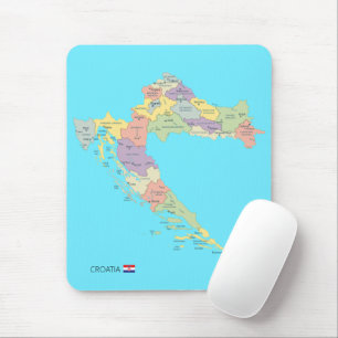 Isolated Map of Croatia Regions Mouse Pad