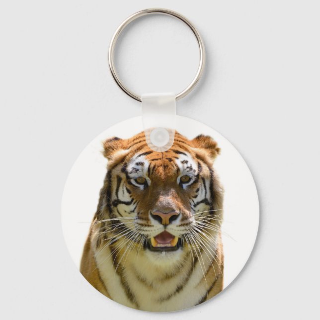 Isolated of portrait tiger and showing teeth keychain (Front)