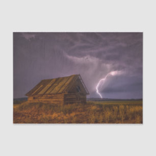 Isolated Old Barn with Lightning Strike Tissue Paper