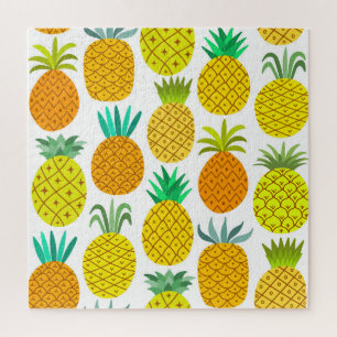 Isolated Pineapple: Vintage Seamless Pattern. Jigsaw Puzzle