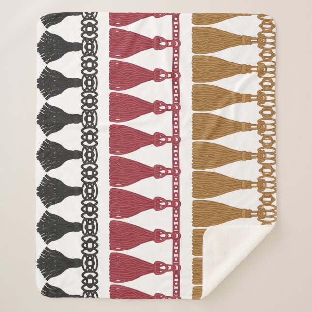 Isolated Tassel Fringe Garland Set. Sherpa Blanket (Front)